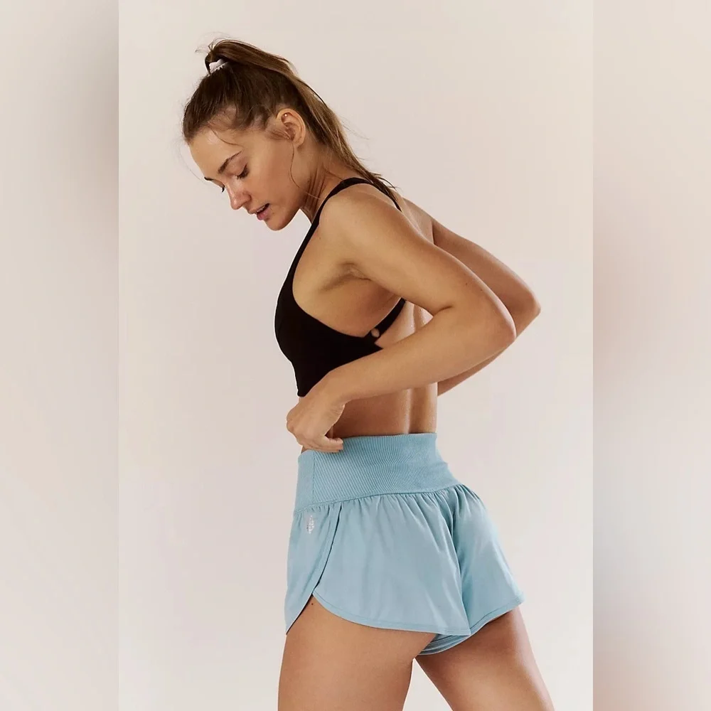 Nwot Free People Movement Game Time Shorts Aqua Blue size L